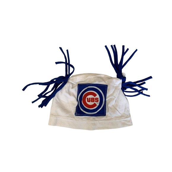 Chicago Cubs Hat Cap Beanie White Ear Tassels Size 12 24 Months White Blue - Picture 1 of 2